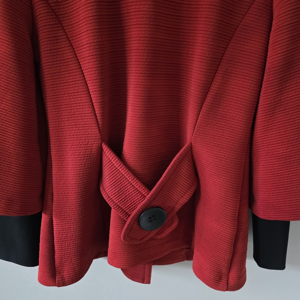 Joseph Ribkoff 10 Modern Contemporary Abstract Ribbed Pique Knit Swing Blazer - Picture 14 of 15